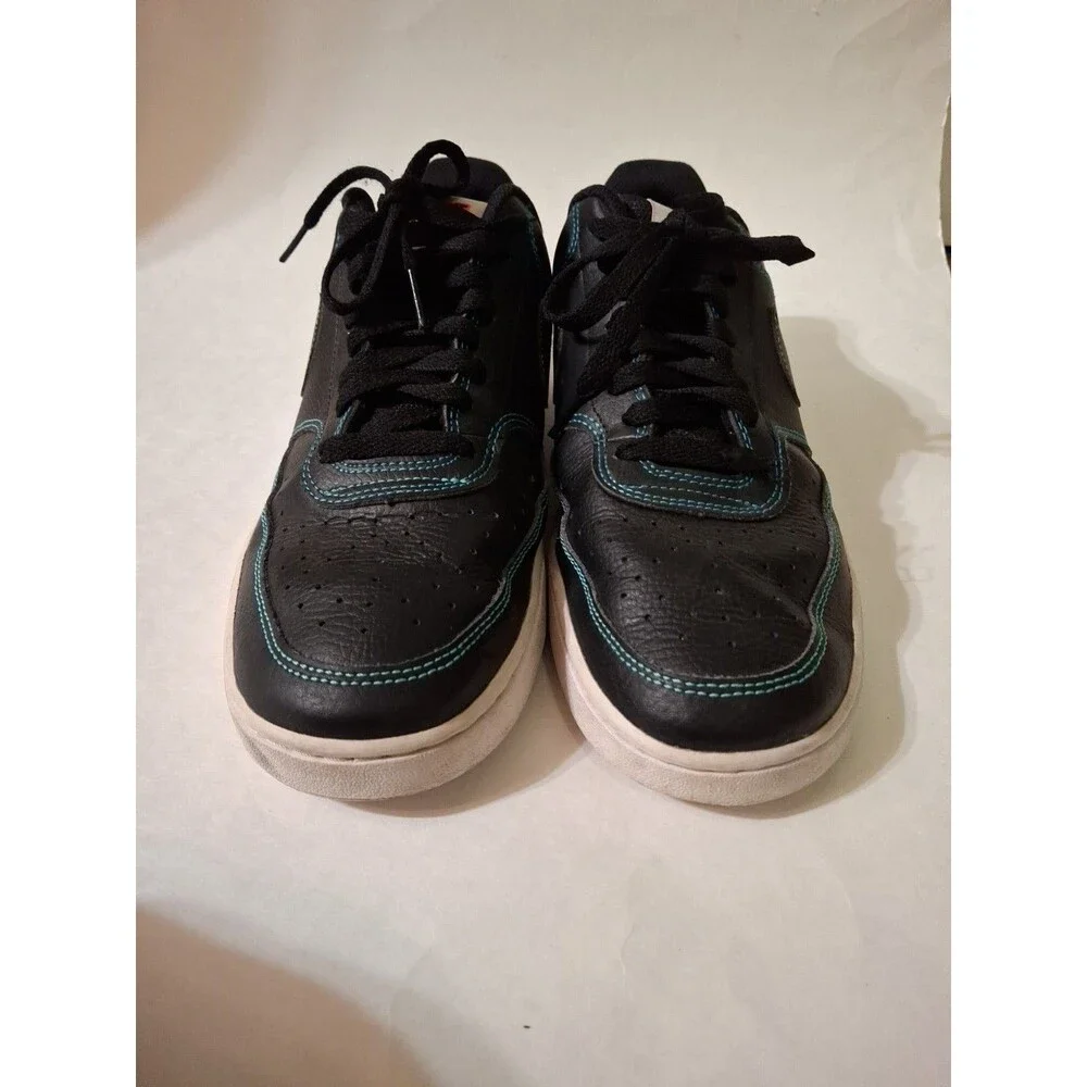 Nike CD 5463-006 Court Vision Low Overlay Stitch Black and Blue Leather Men's 10